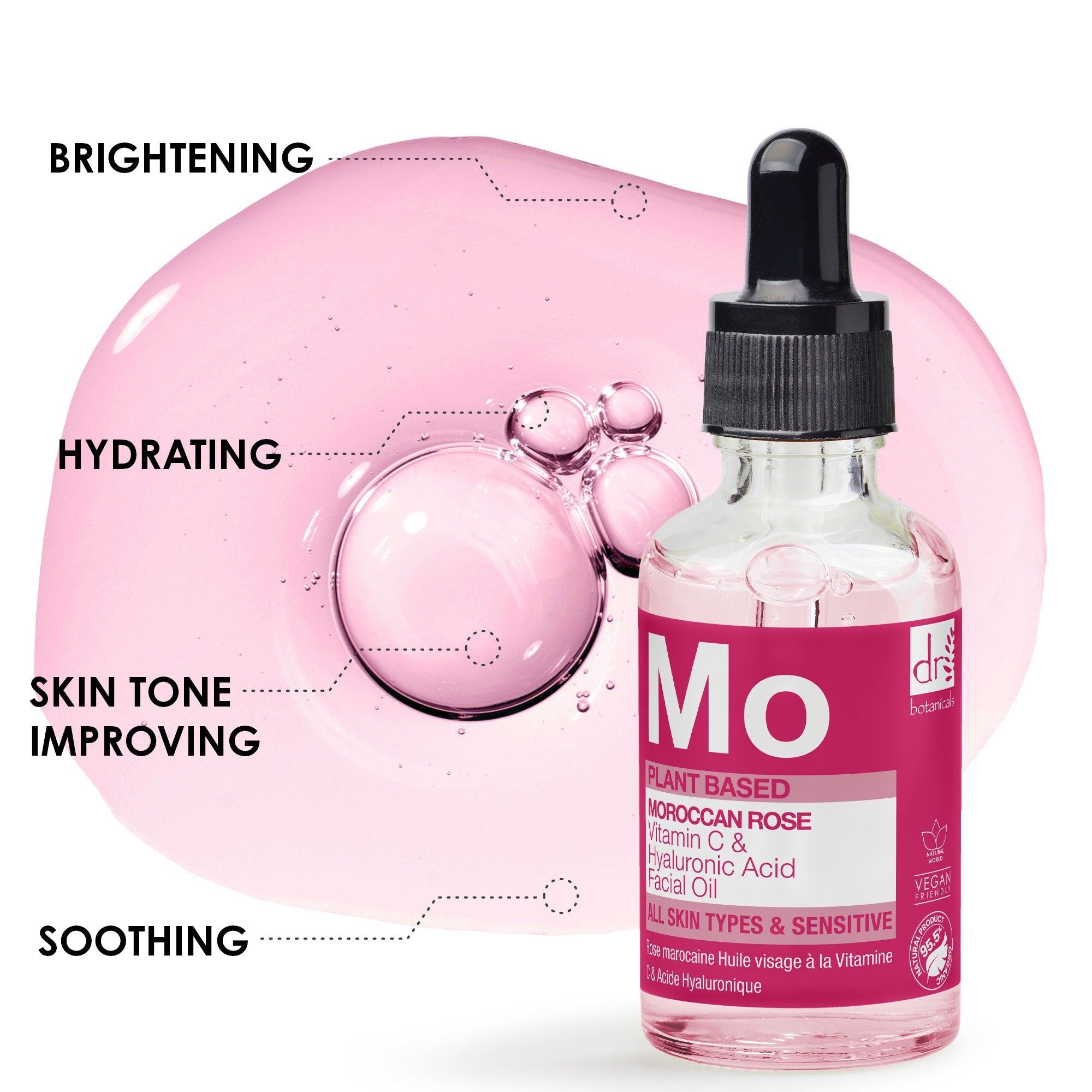 Moroccan Rose Facial Oil with Hyaluronic Acid & Vitamin C 15ml + 30ml - skinChemists