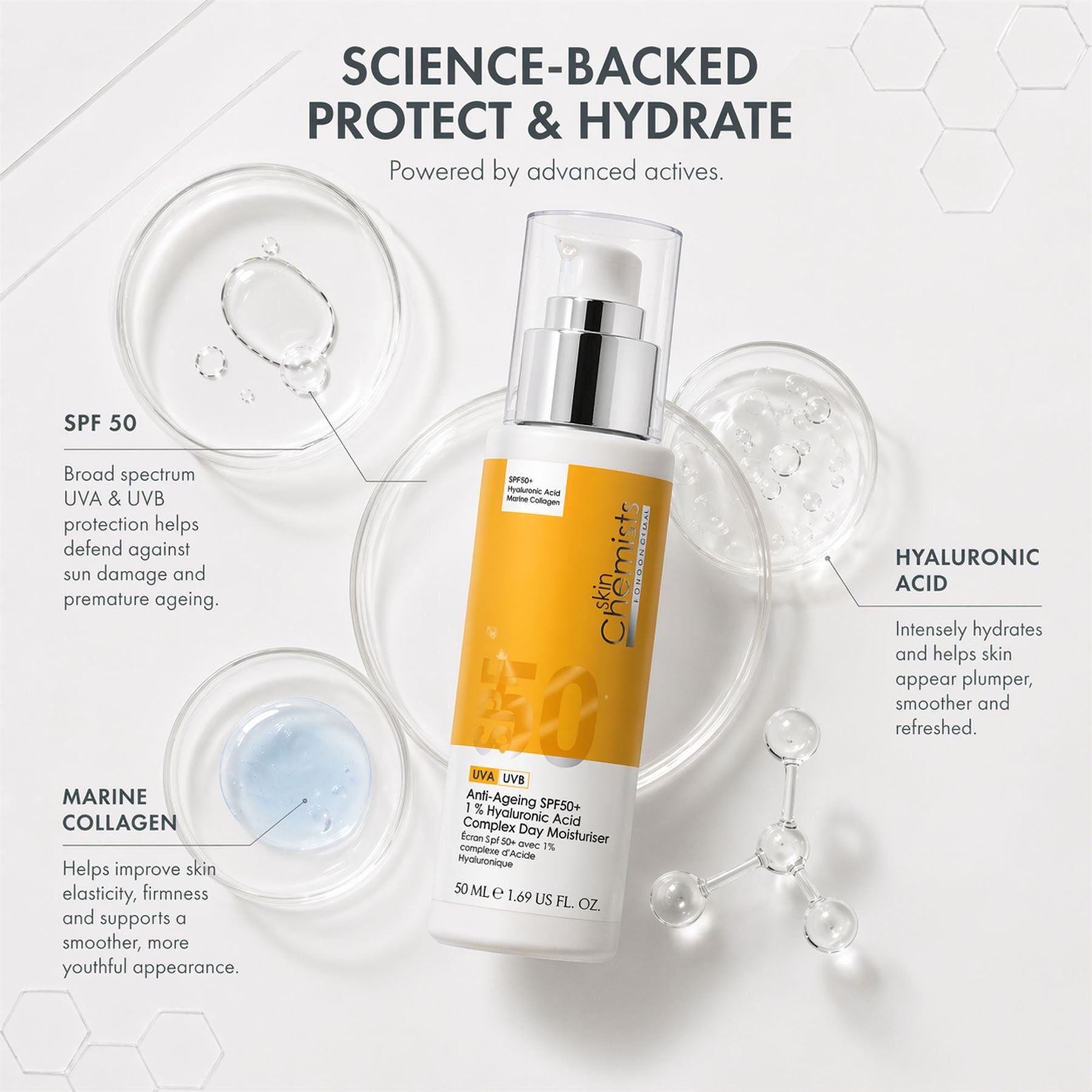 Anti-Ageing SPF 50 1% Hyaluronic Acid Day Moisturiser 50ml