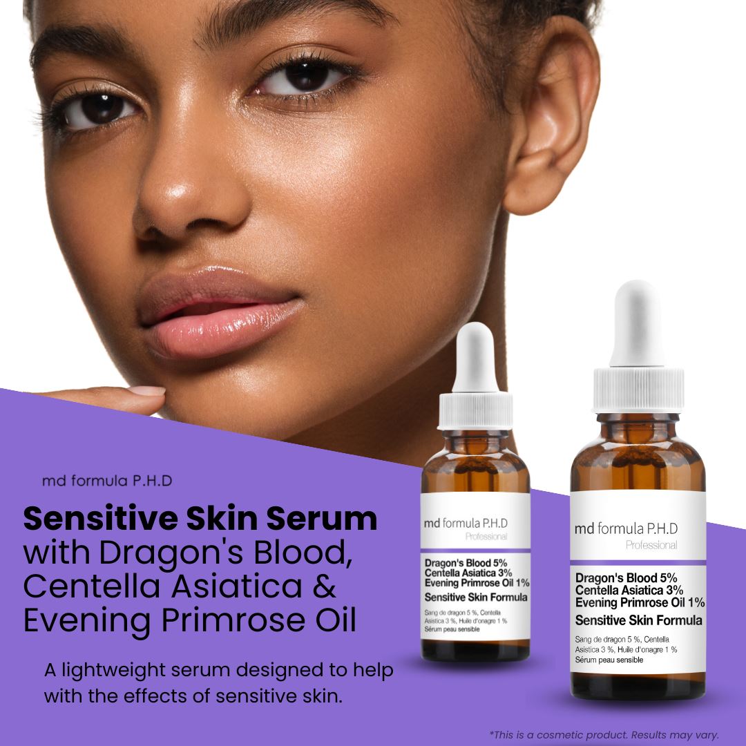 Serum für empfindliche Haut mit Drachenblut 5 %, Centella Asiatica 3 %, Nachtkerzenöl 1 %, 30 ml