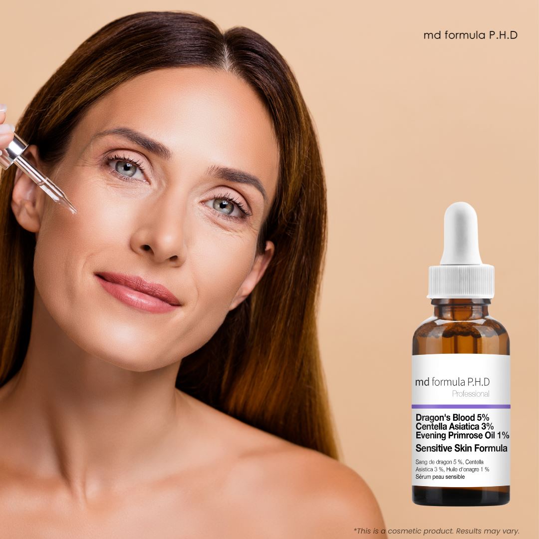 Serum für empfindliche Haut mit Drachenblut 5 %, Centella Asiatica 3 %, Nachtkerzenöl 1 %, 30 ml