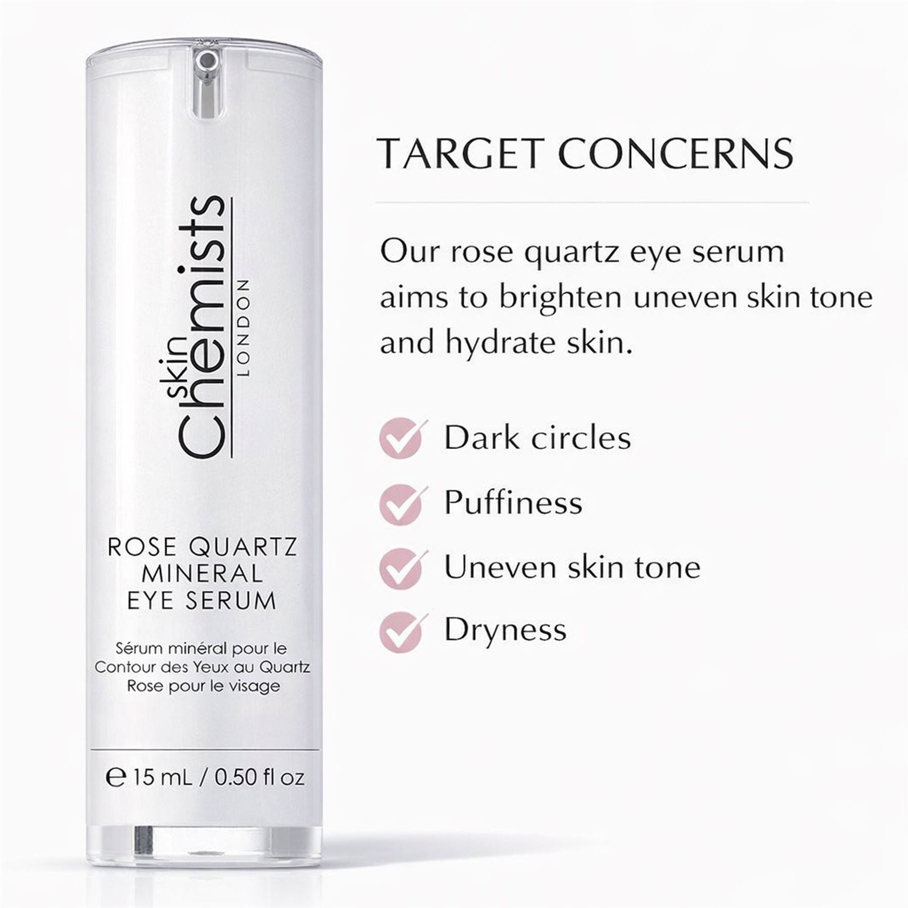 Sérum contour des yeux minéral au quartz rose 15 ml