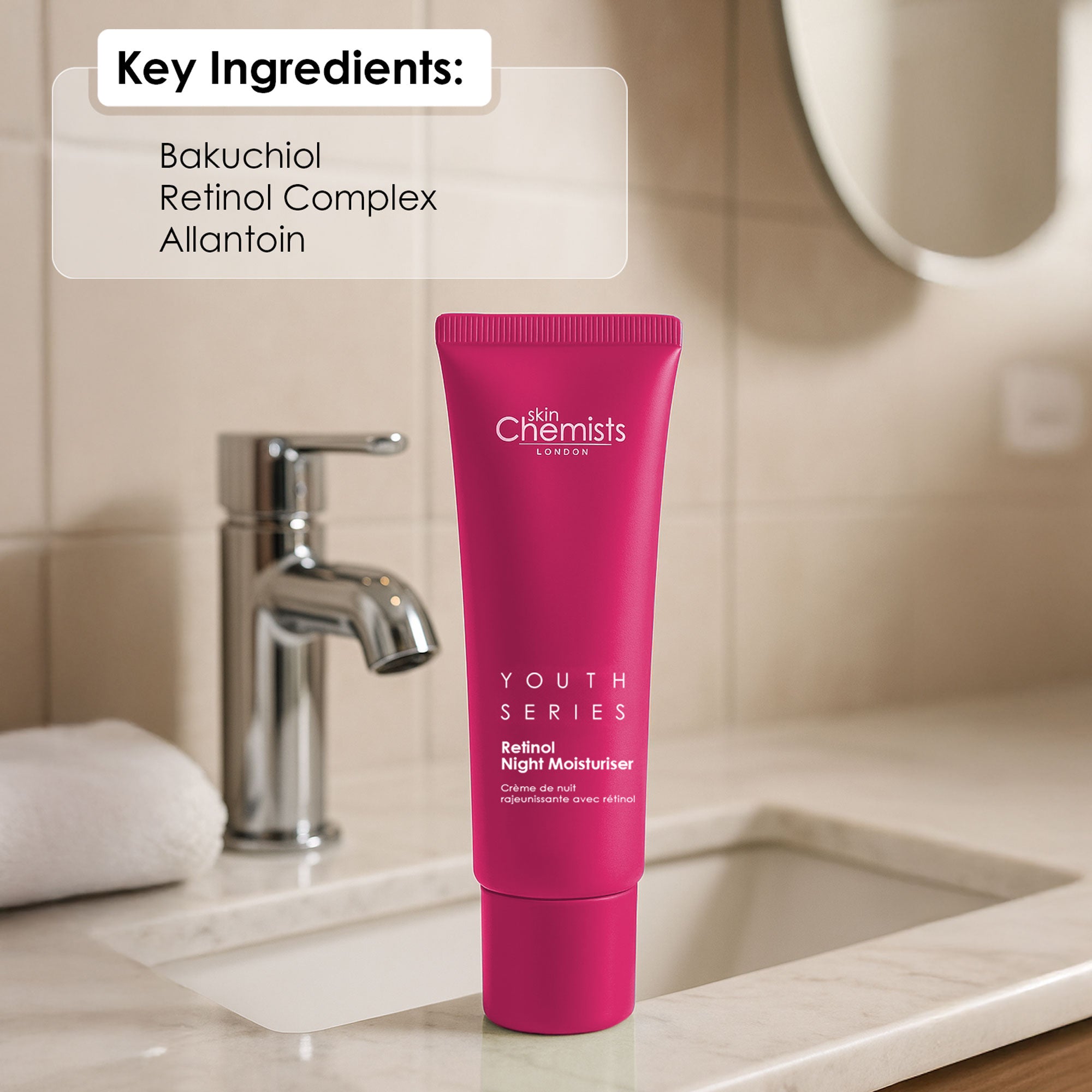 skinChemists Retinol Bakuchiol Night Moisturiser Anti-Aging Face Cream 50ml