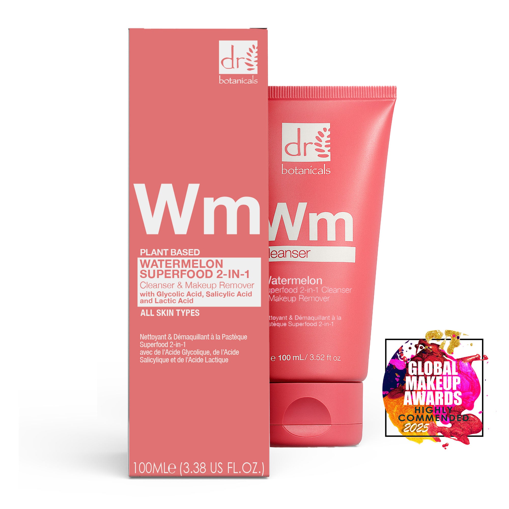 Watermelon Superfood 2-in-1 Cleanser & Makeup Remover 100ml with Glycolic Acid, Salicylic Acid and Lactic Acid
