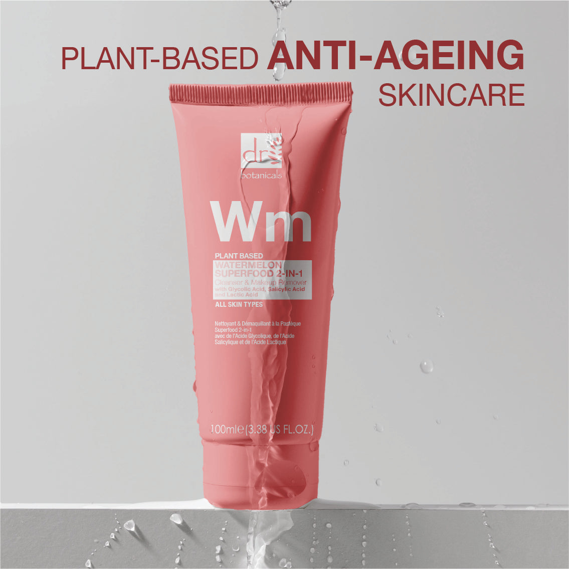 Watermelon Superfood 2-in-1 Cleanser & Makeup Remover with Glycolic Acid, Salicylic Acid & Lactic Acid 100ml