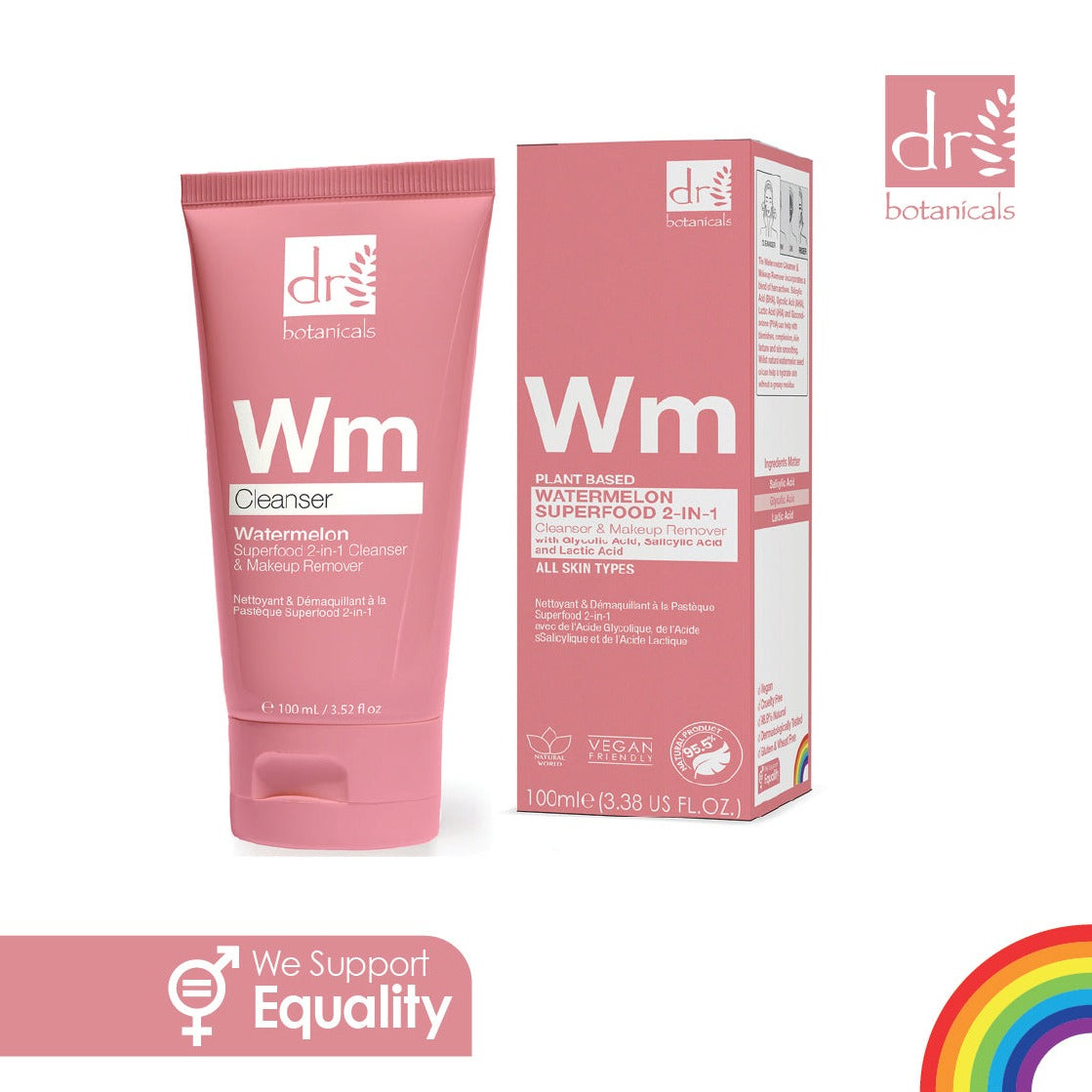 Watermelon Superfood 2-in-1 Cleanser & Makeup Remover with Glycolic Acid, Salicylic Acid & Lactic Acid 100ml x 2 Duo Pack