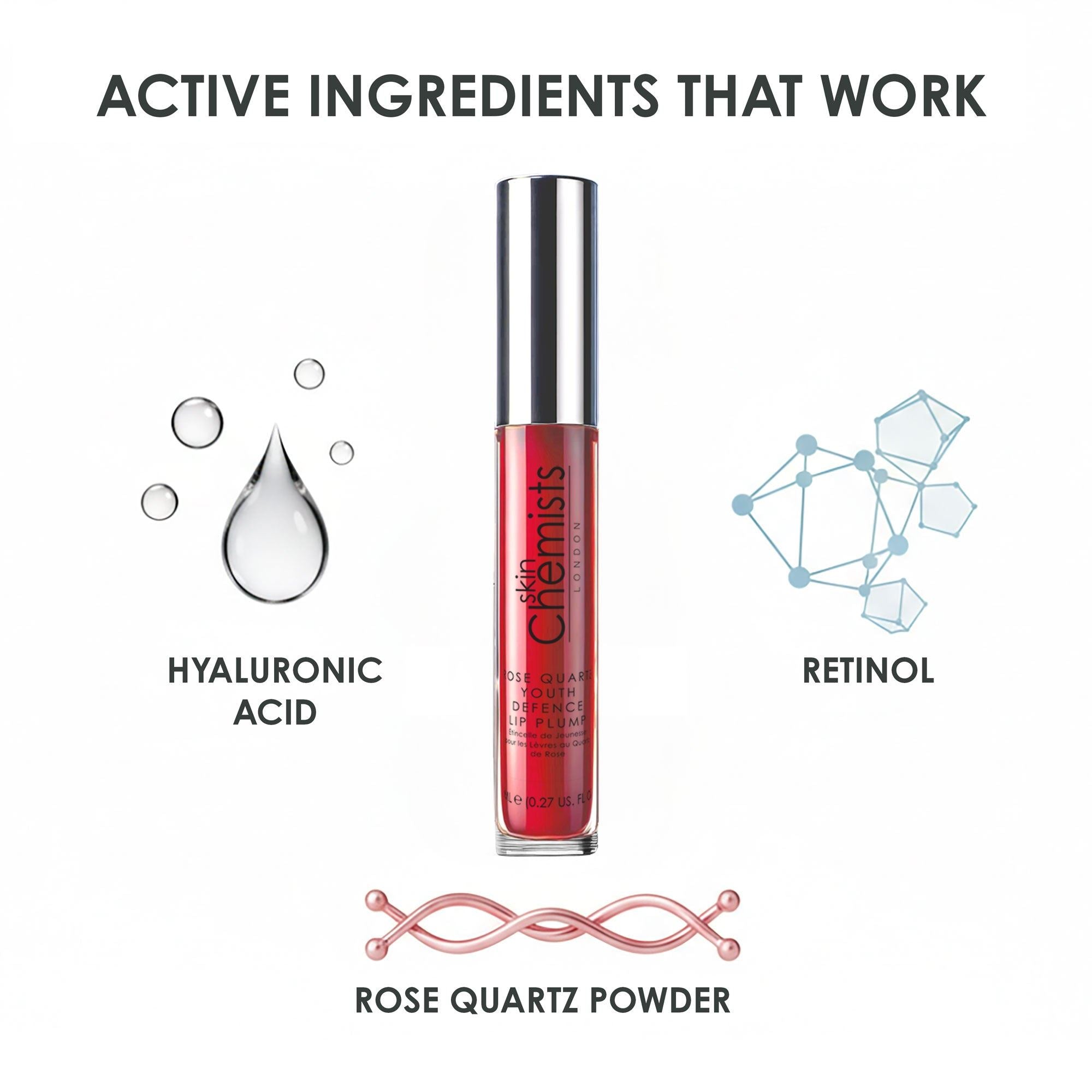 Baume repulpant pour les lèvres Rose Quartz Youth Defence 8 ml