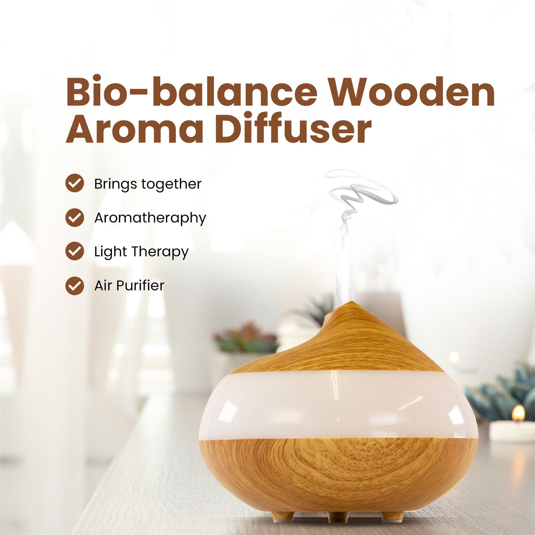 Bio-Balancing Aroma-Diffusor aus Holz mit digitaler Abdeckung