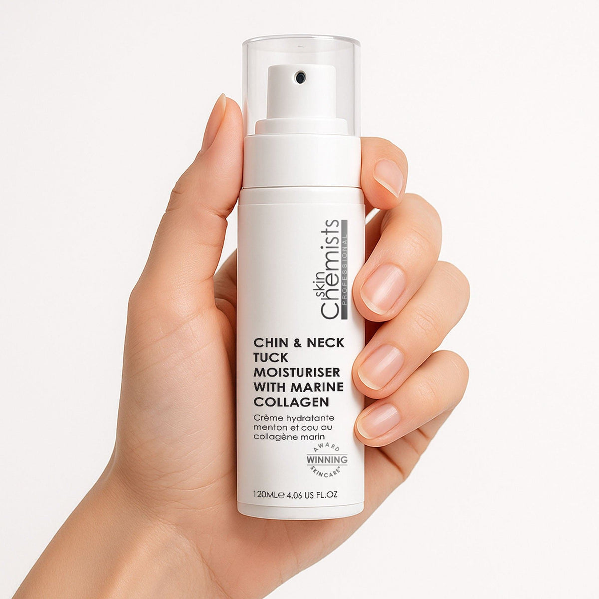 Hidratante reafirmante de colágeno marino para mentón y cuello 120ml