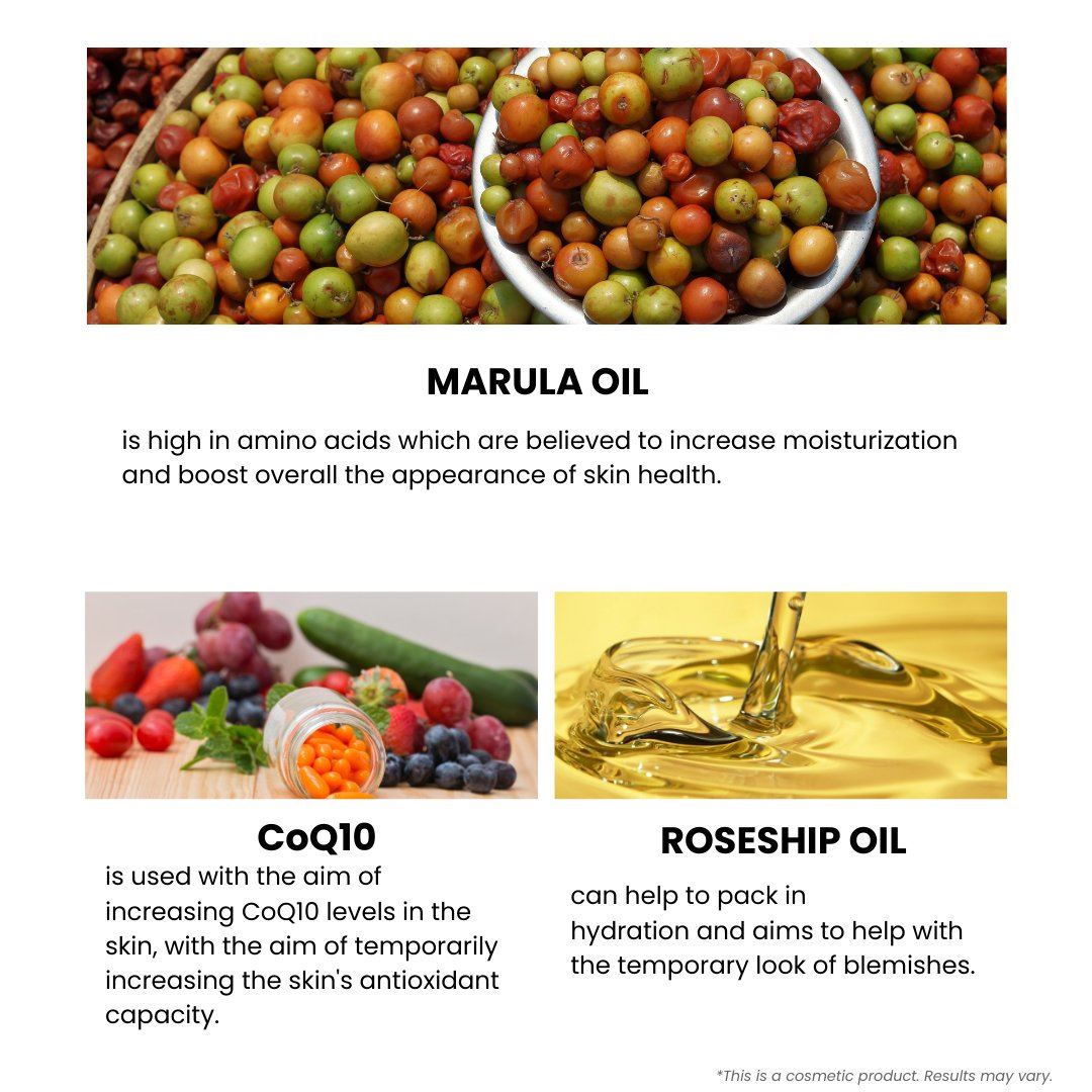 Dry Skin Serum Marula Oil 4%, Q10 1%, Rosehip Oil 4% 30ml