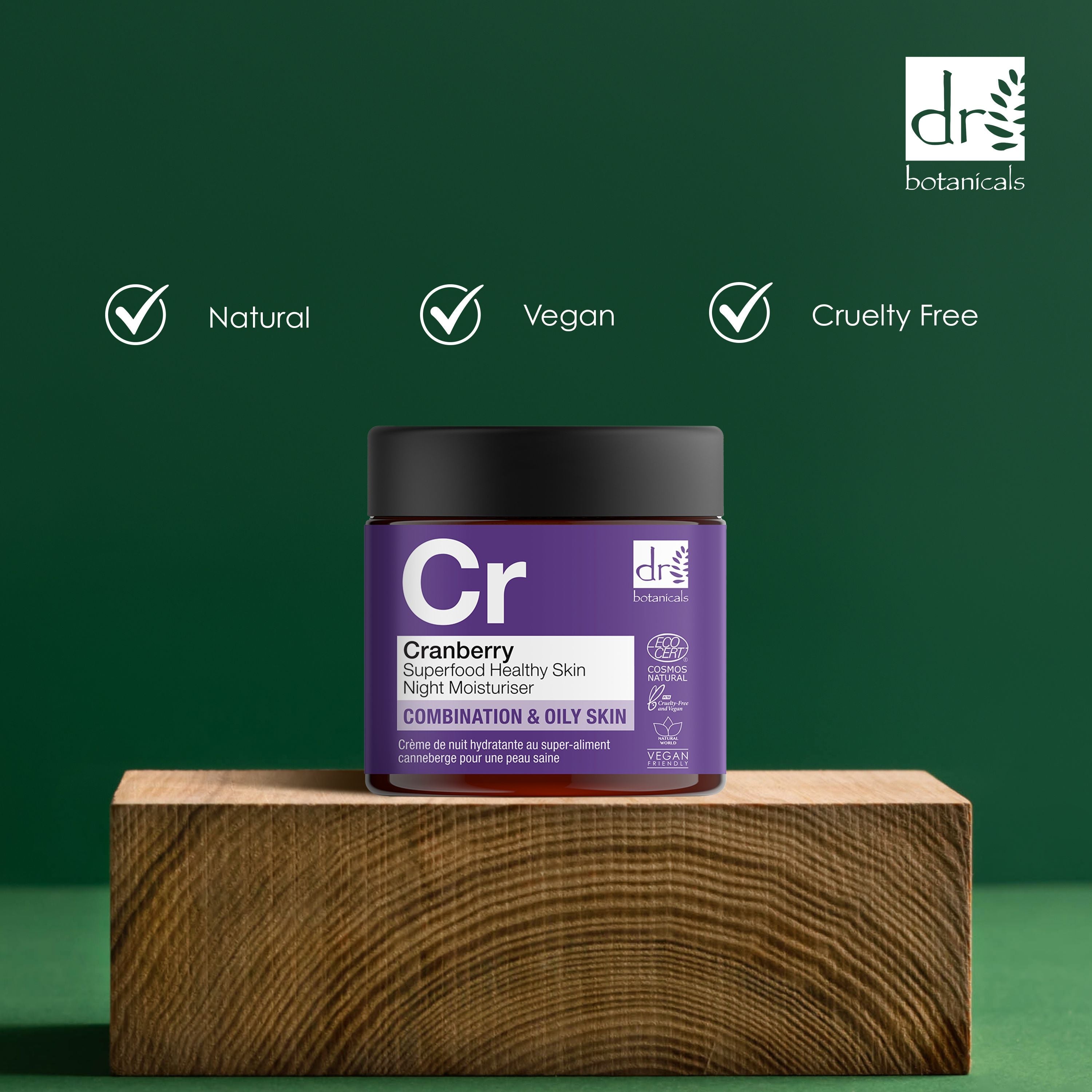 Crème de nuit hydratante pour une peau saine à la canneberge, superaliment 60 ml