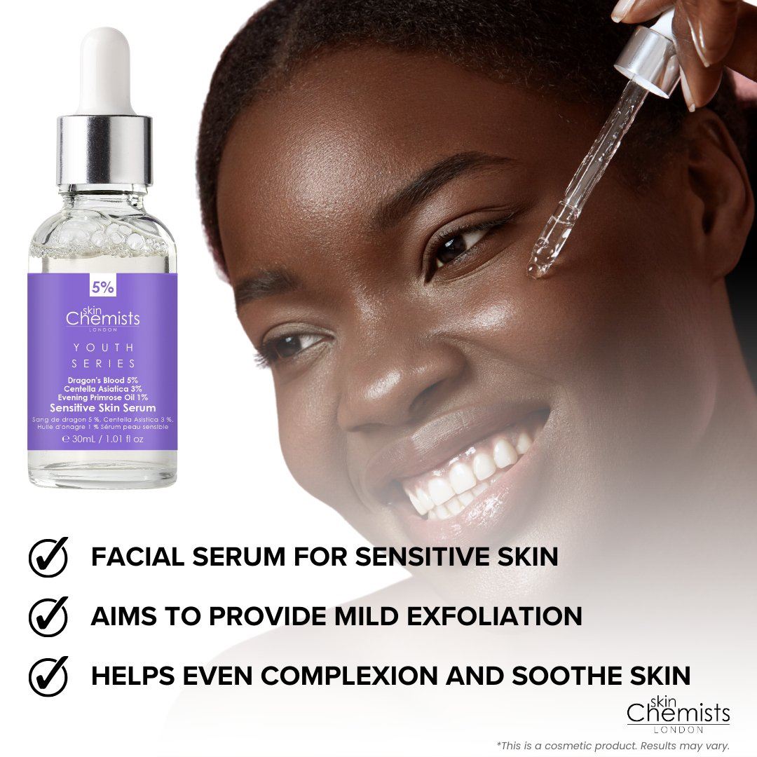 Youth Series Serum für empfindliche Haut – Drachenblut 5 %, Centella Asiatica 3 %, Nachtkerzenöl 1 %, 30 ml