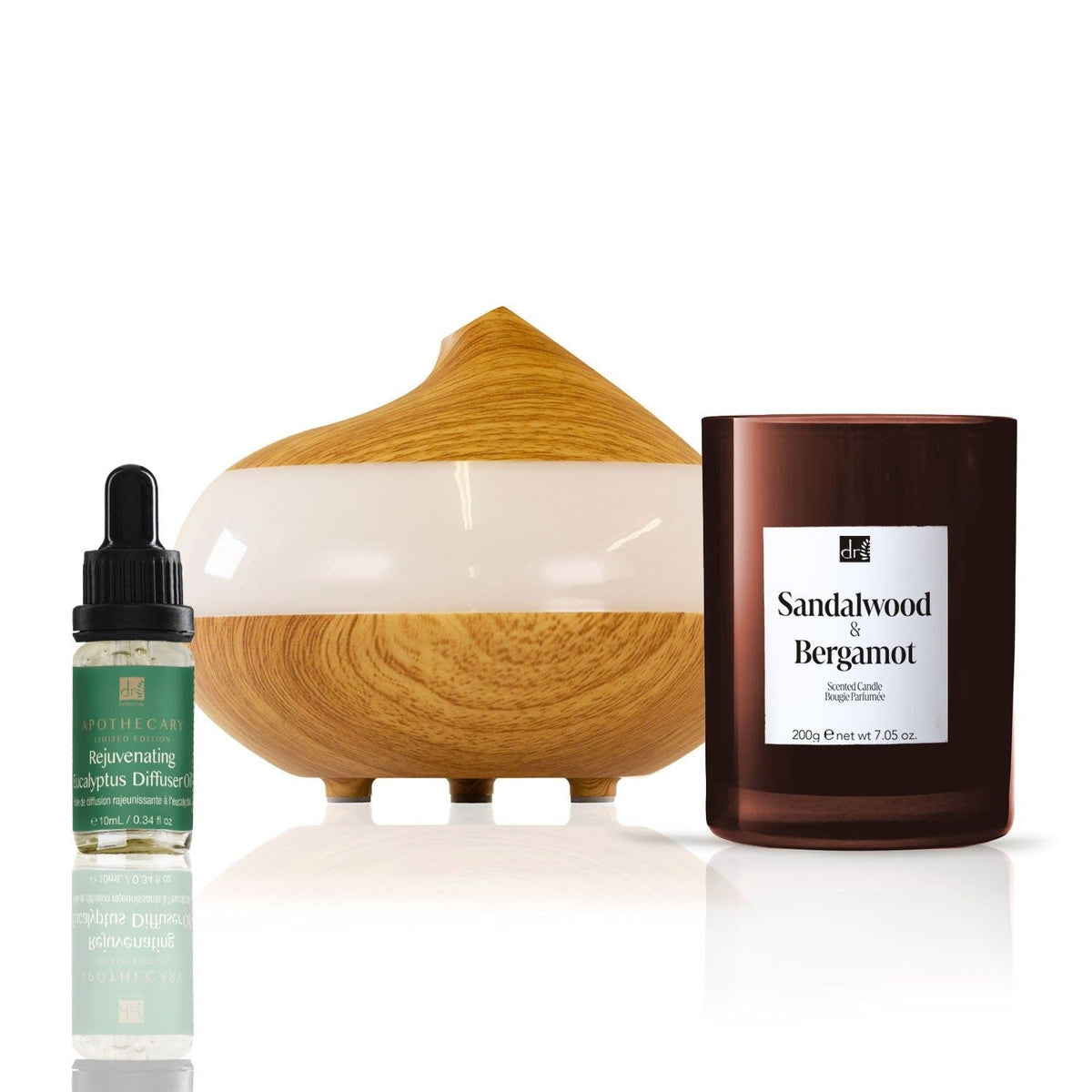 Dr Botanicals Christmas Relaxtion Eucalyptus Diffuser Kit with Sandalwood & Bergamot Candle - skinChemists