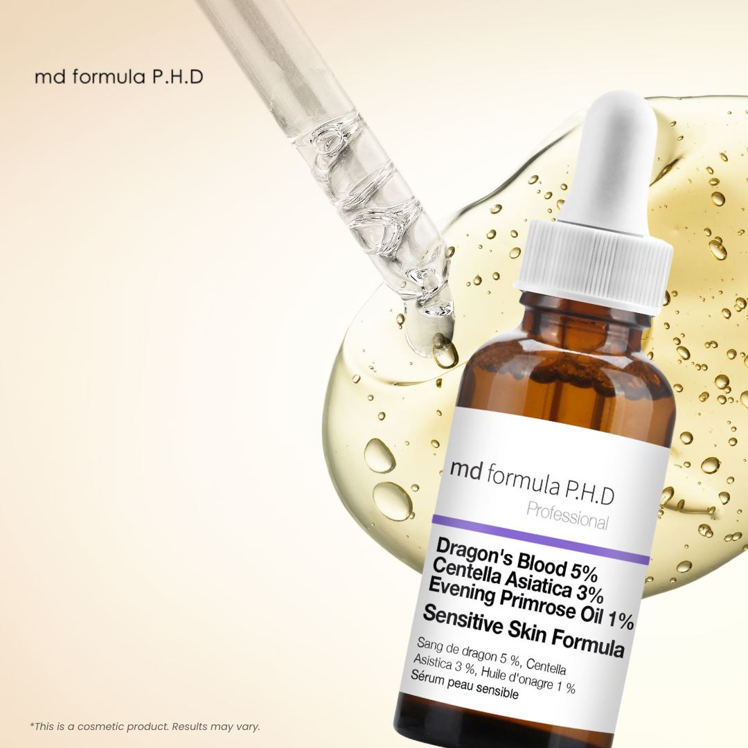 Serum für empfindliche Haut mit Drachenblut 5 %, Centella Asiatica 3 %, Nachtkerzenöl 1 %, 30 ml