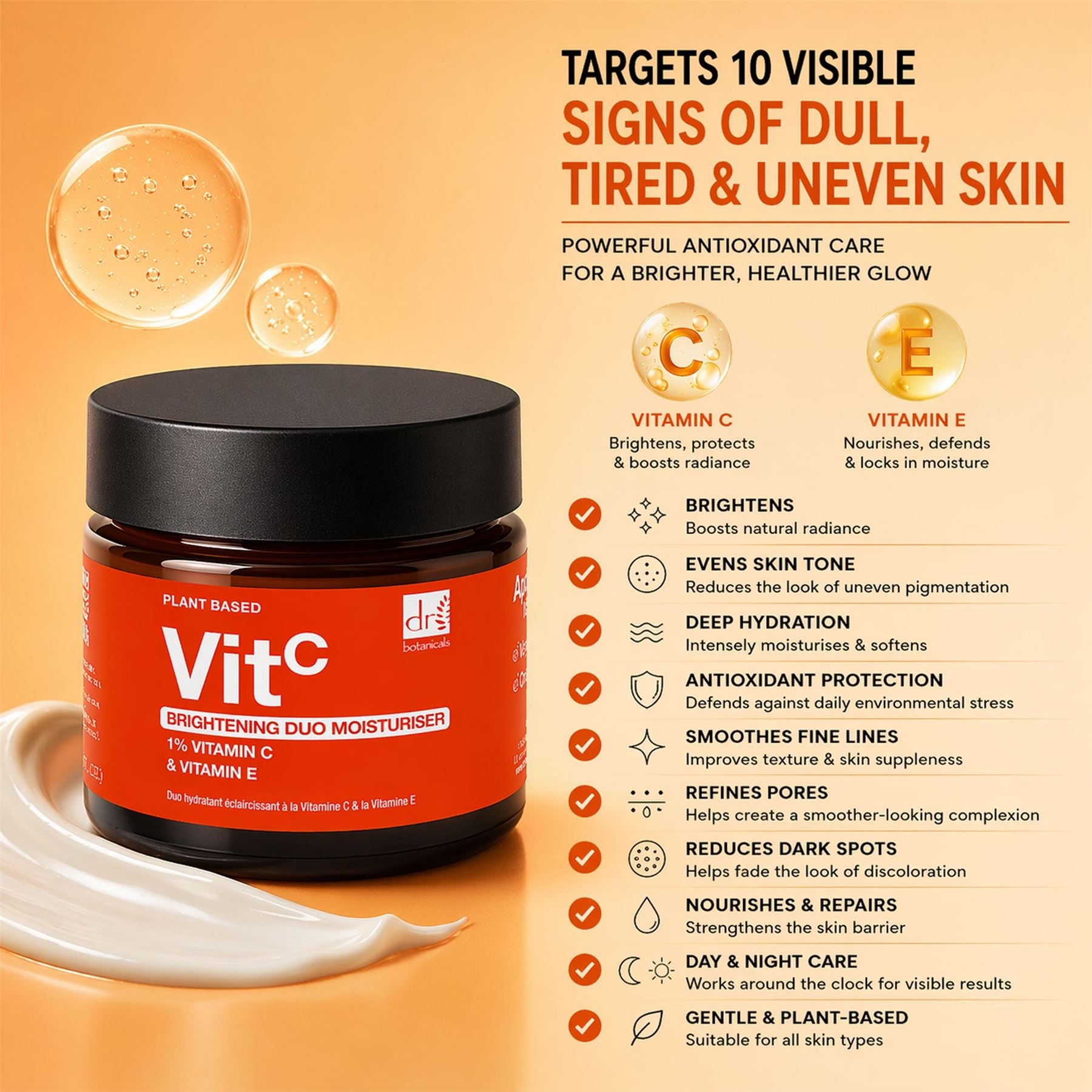 Aufhellende Duo-Feuchtigkeitscreme mit 1 % Vitamin C und Vitamin E, 60 ml