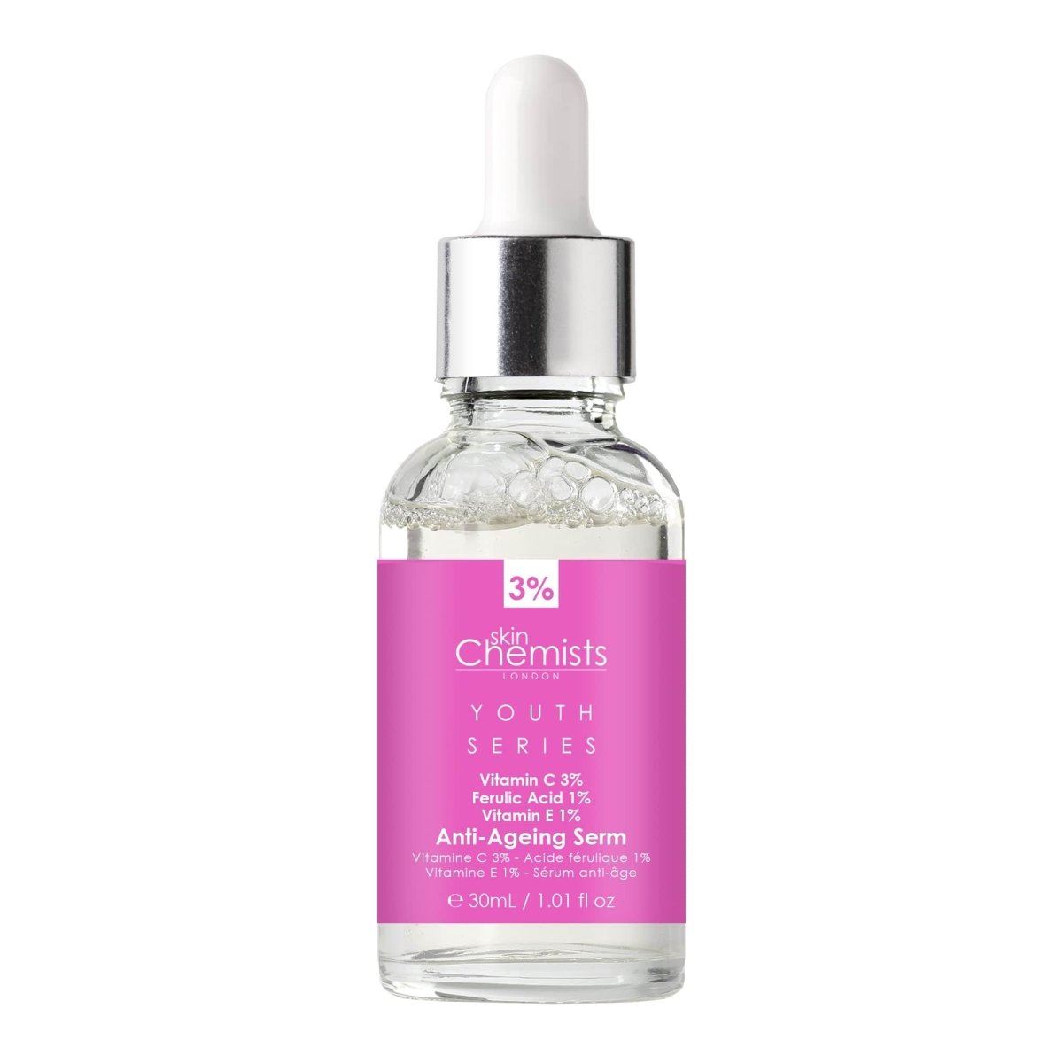 Anti-Aging-Serum der Youth Series mit 3 % Vitamin C, 1 % Ferulasäure und 1 % Vitamin E, 30 ml