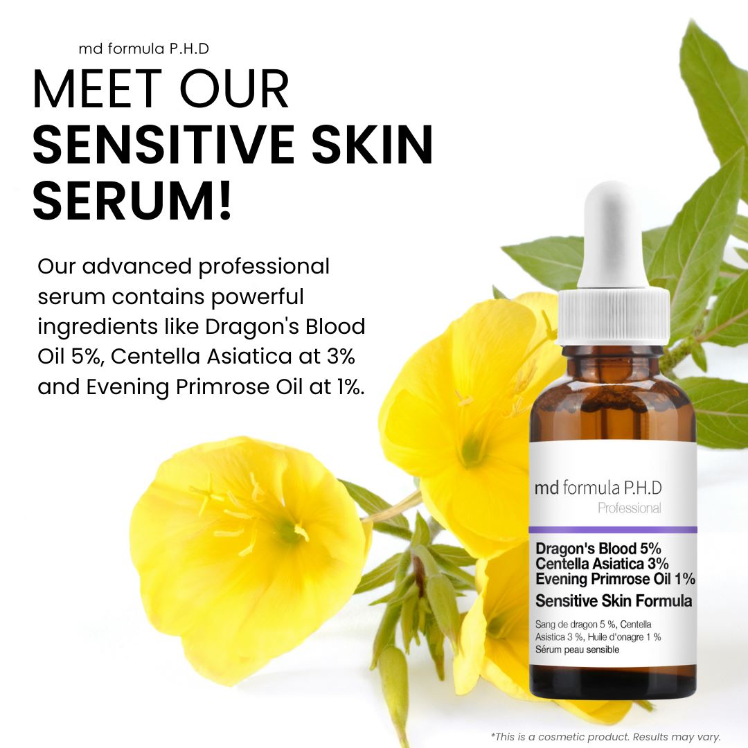 Serum für empfindliche Haut mit Drachenblut 5 %, Centella Asiatica 3 %, Nachtkerzenöl 1 %, 30 ml