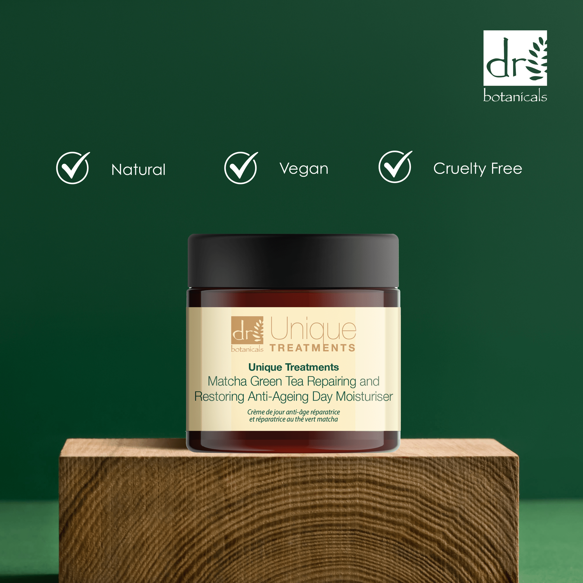 Unique Treatments Soin hydratant de jour anti-âge réparateur et régénérant au thé vert matcha 60 ml