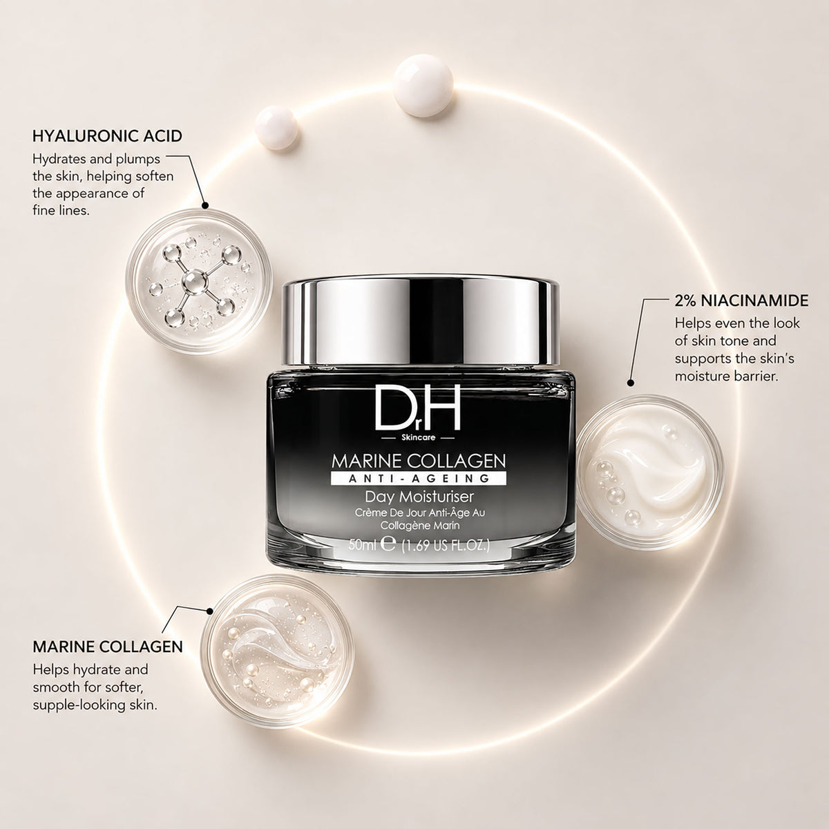 Crema hidratante de día de colágeno marino 50ml