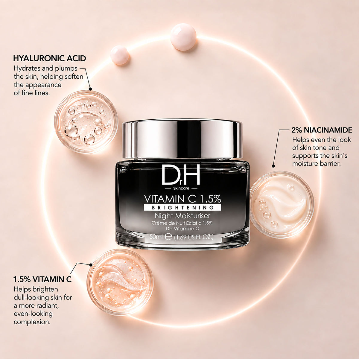Crema idratante da notte alla vitamina C 1,5%, 50ml