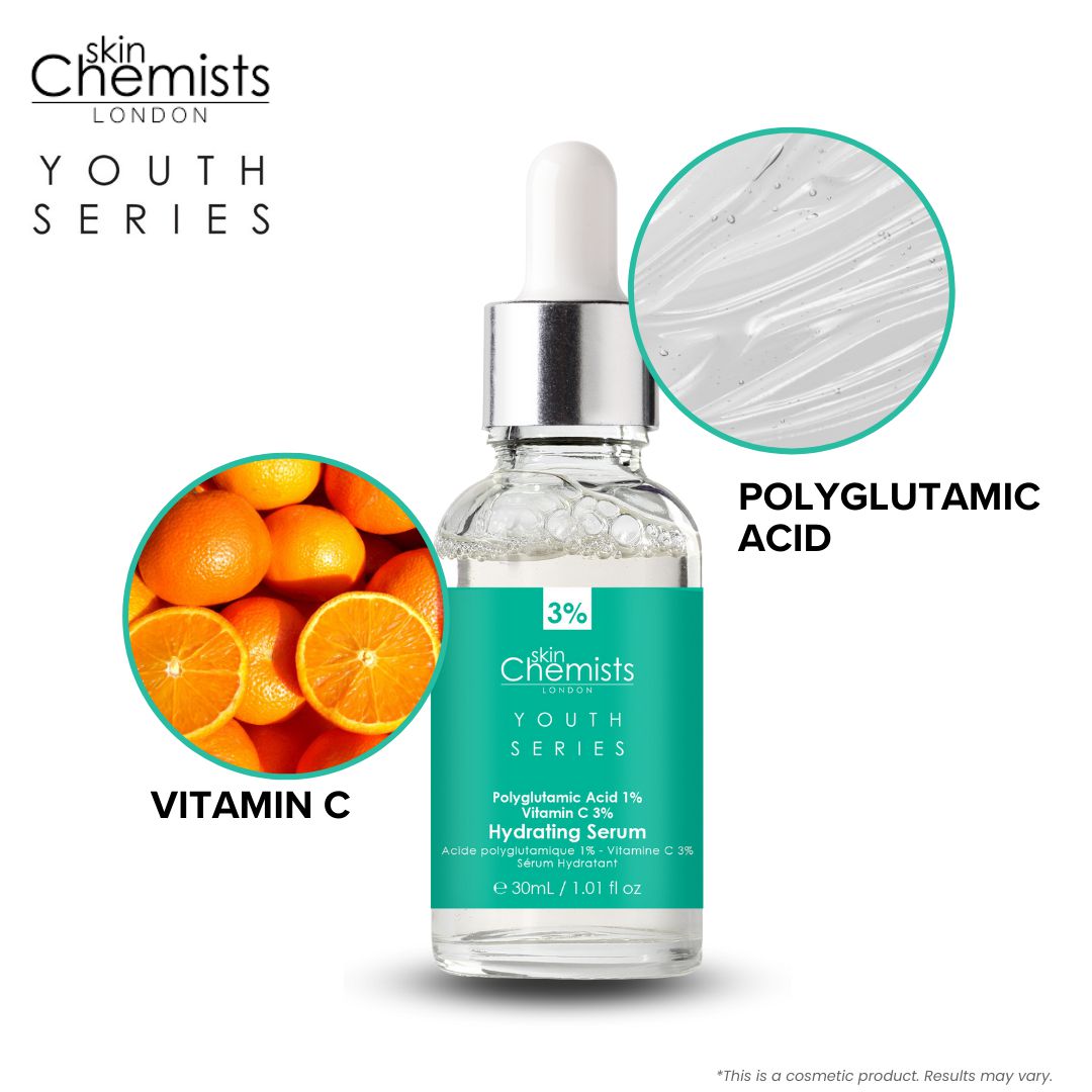 Youth Series Feuchtigkeitsserum mit 1 % Polyglutaminsäure und 3 % Vitamin C, 30 ml
