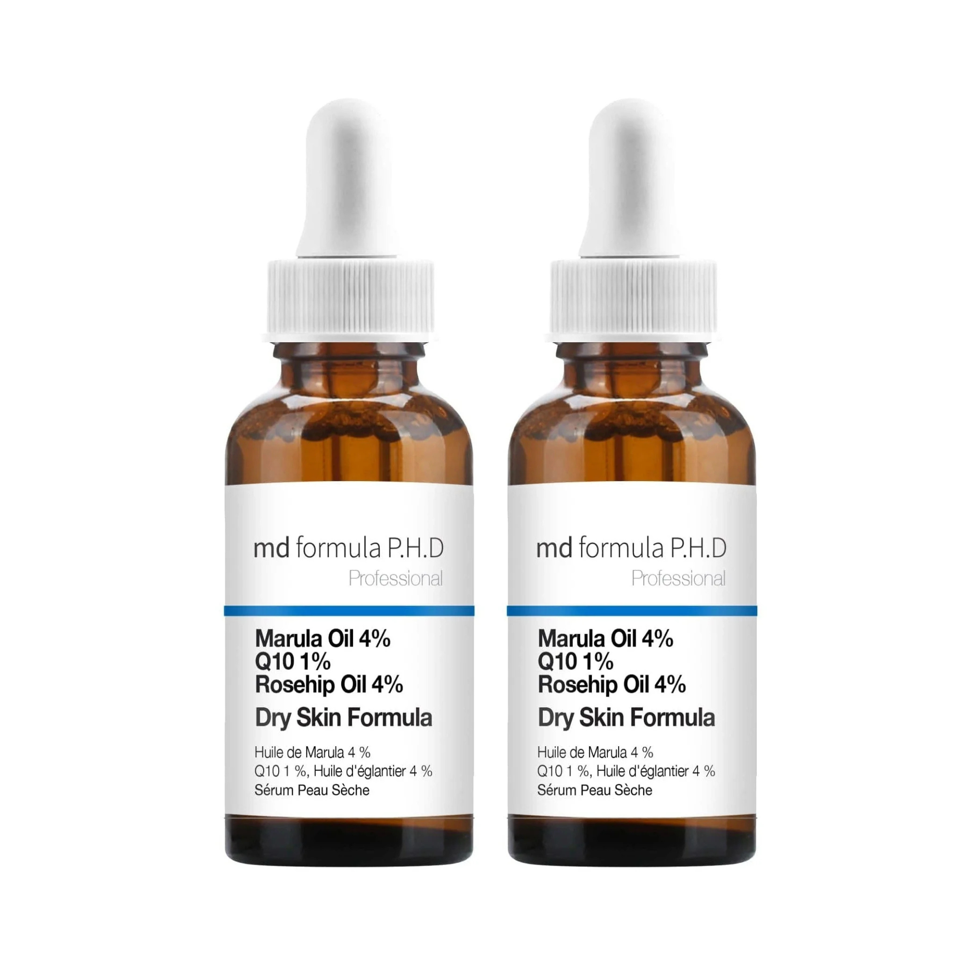 Sérum pour peaux sèches à l'huile de marula 4 %, Q10 1 %, huile de rose musquée 4 % - Lot de 2 (30 ml) - Offre économique