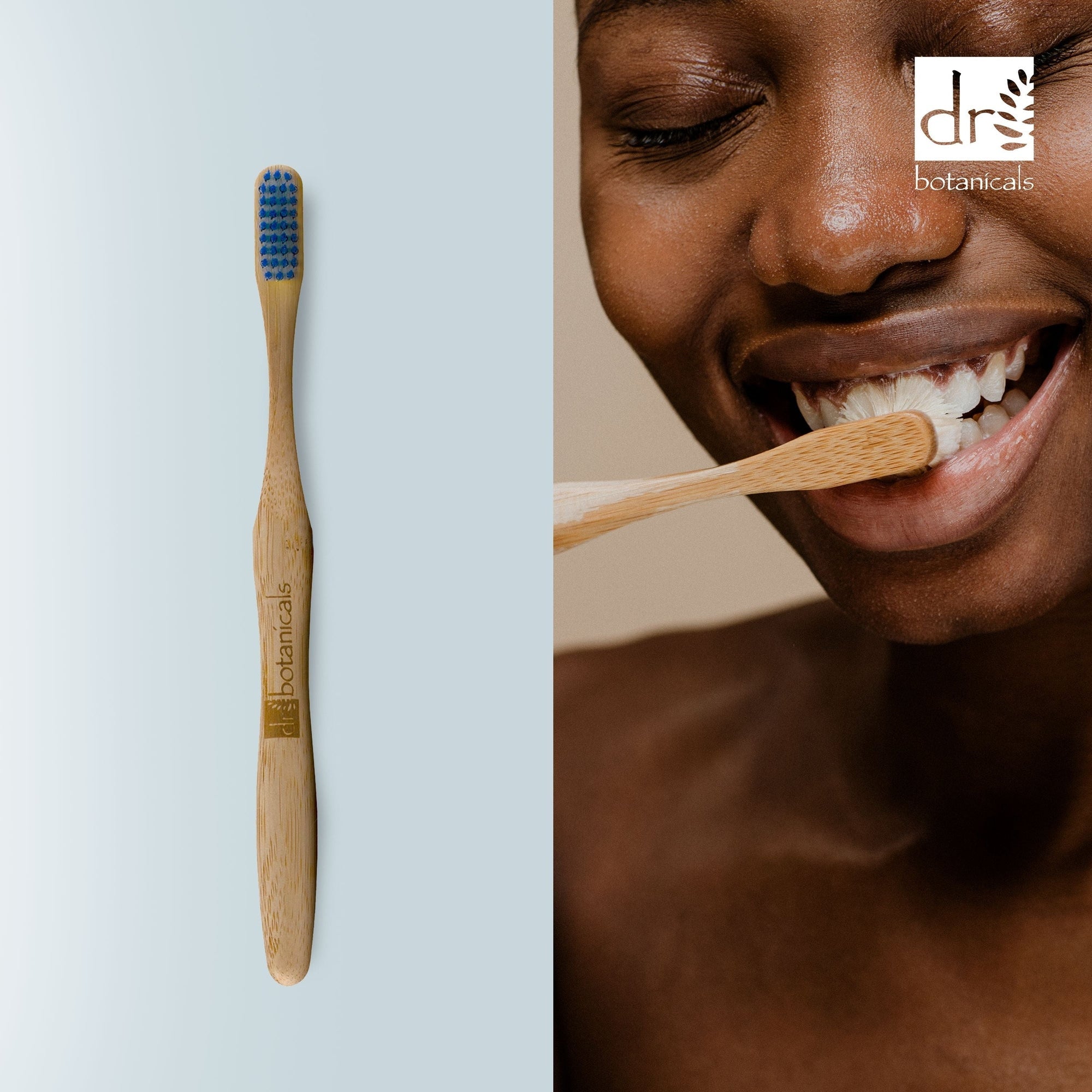 Brosse à dents en bambou bleue, lot de 2, offre économique