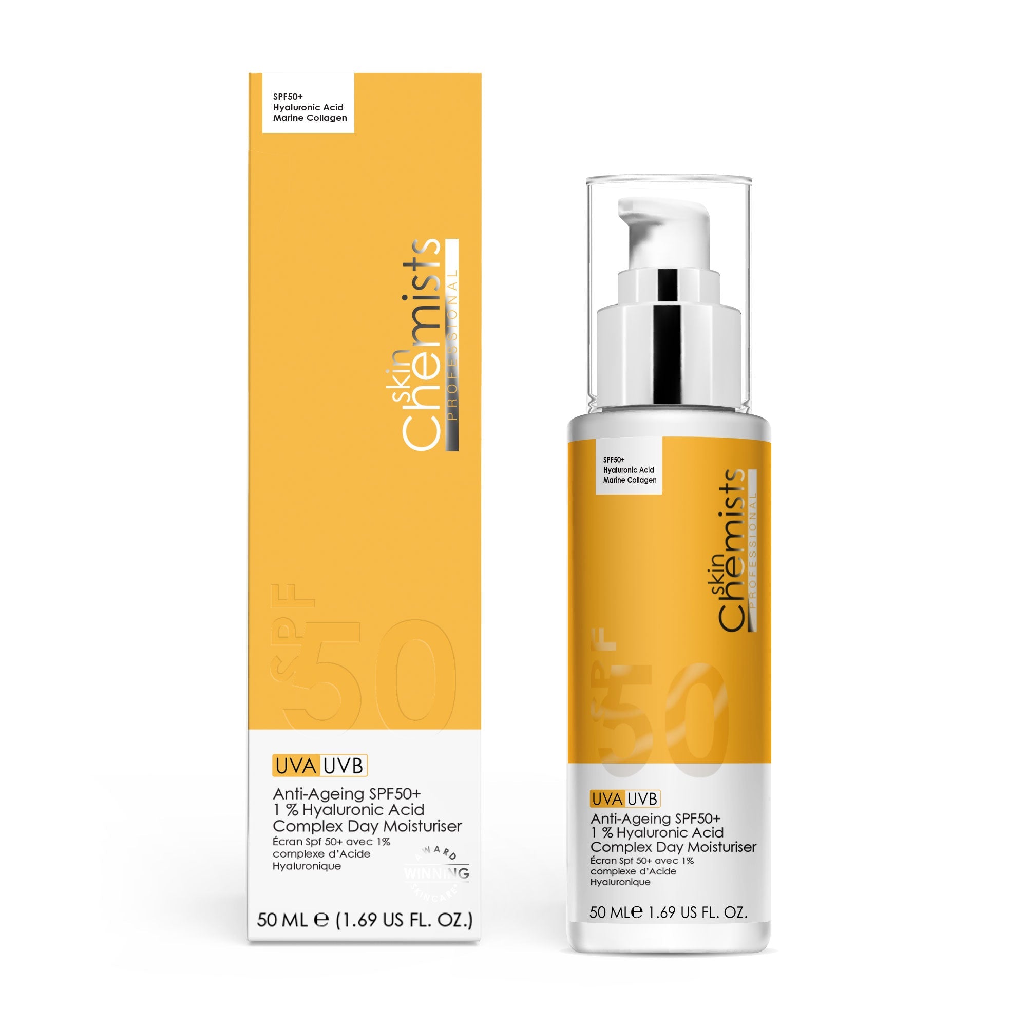 Anti-Ageing SPF 50 1% Hyaluronic Acid Day Moisturiser 50ml x 2 Duo Pack