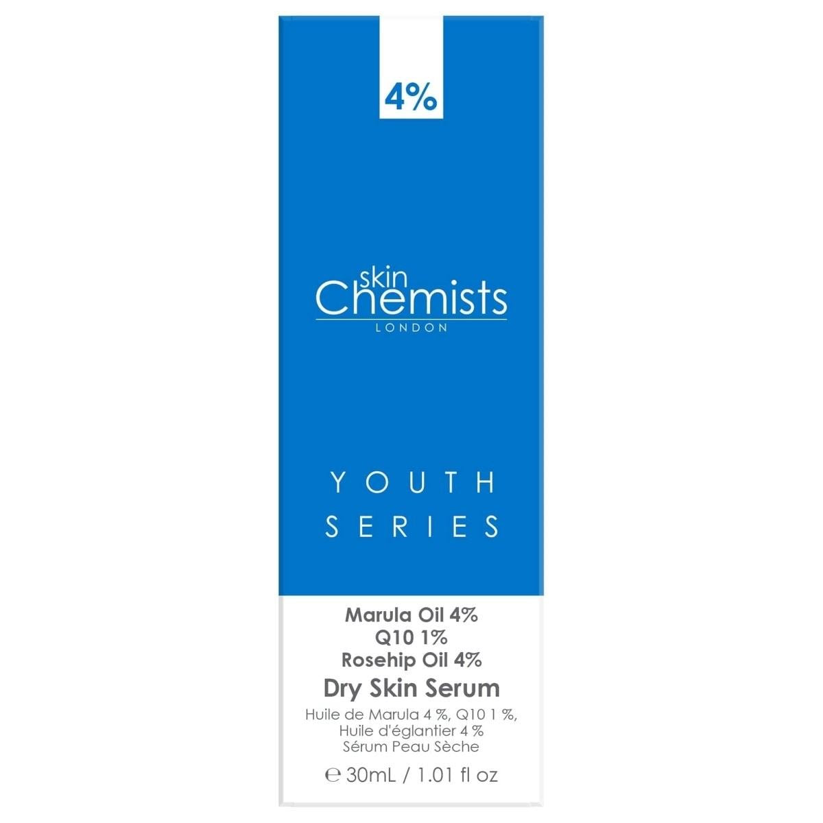Youth Series Serum für trockene Haut mit 4 % Marulaöl, 1 % Q10 und 4 % Hagebuttenöl, 30 ml