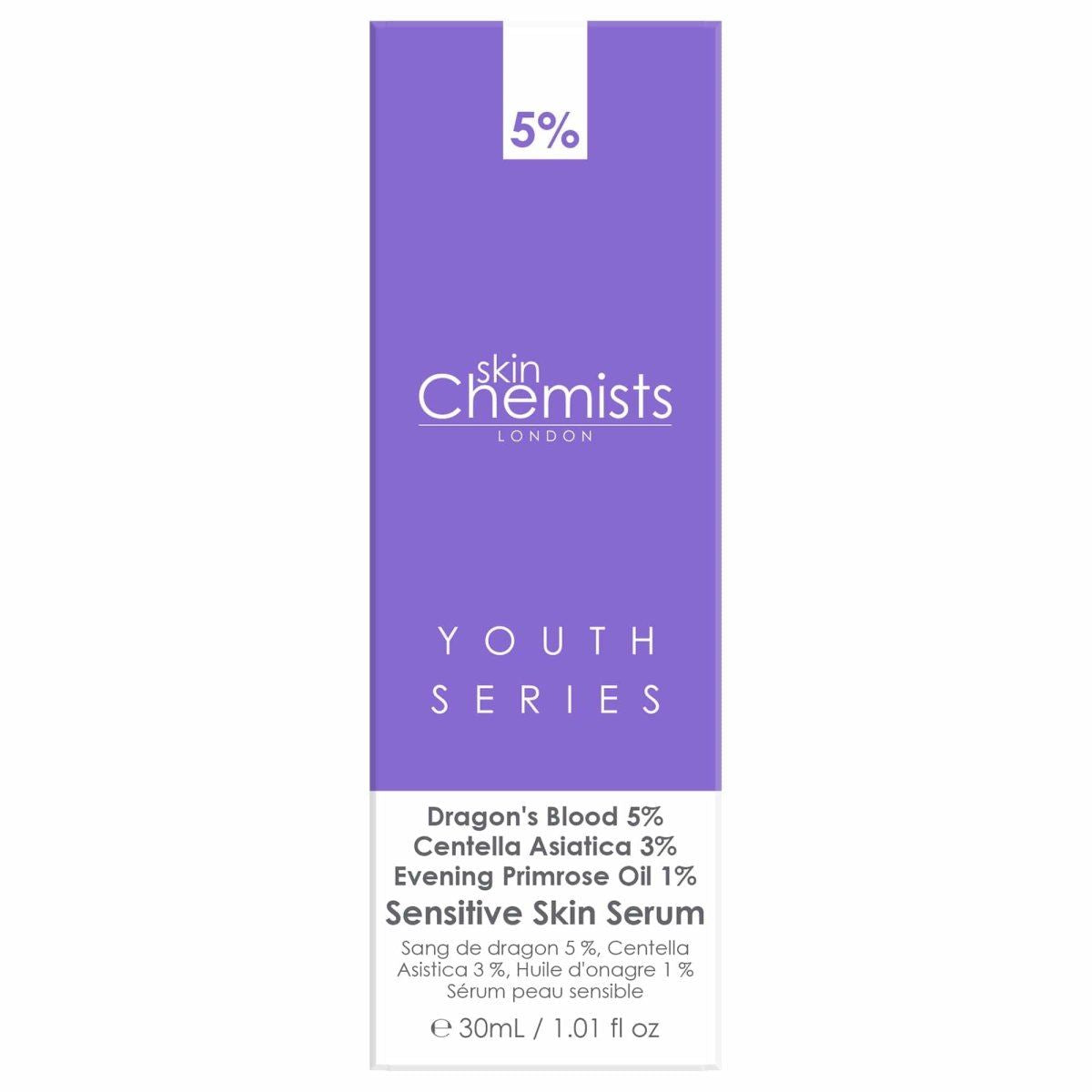 Youth Series Serum für empfindliche Haut – Drachenblut 5 %, Centella Asiatica 3 %, Nachtkerzenöl 1 %, 30 ml
