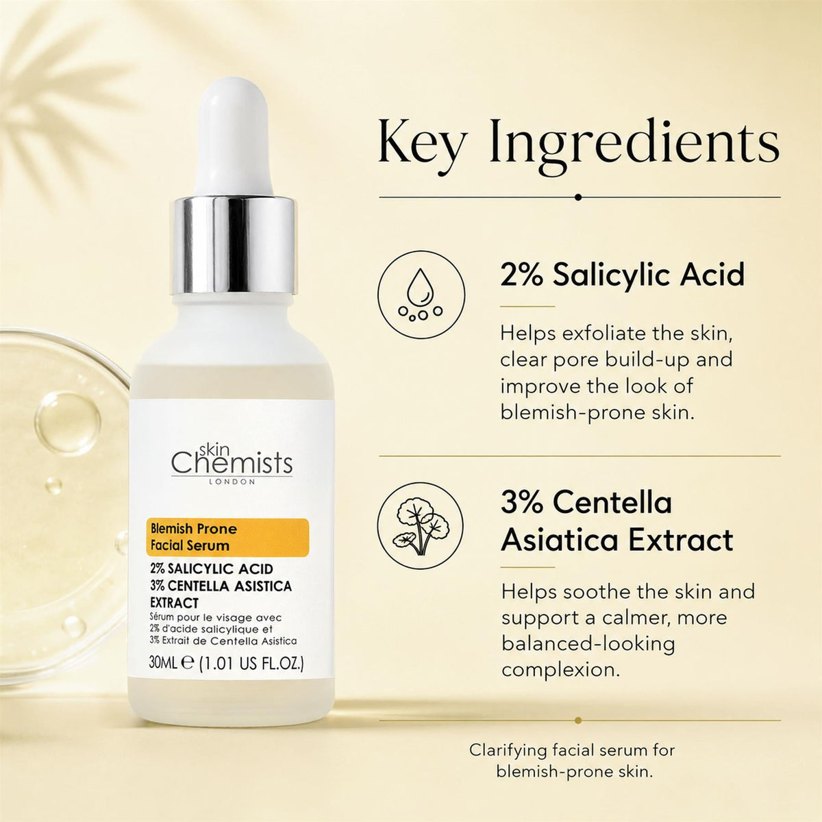2% Salicylic Acid & 3% Centella Asiatica Blemish-Prone Facial Serum 30ml