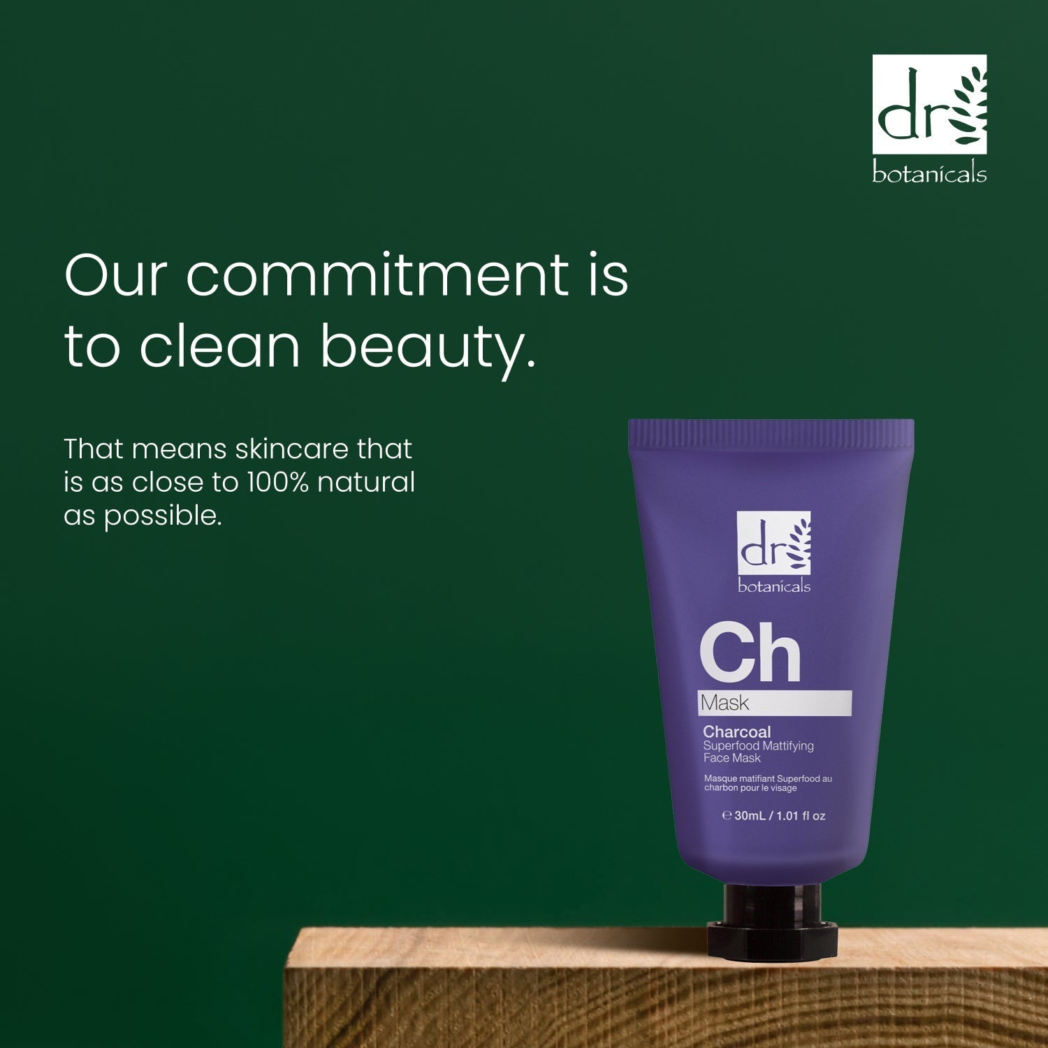 Masque matifiant visage au charbon actif et superalimentaire 30 ml