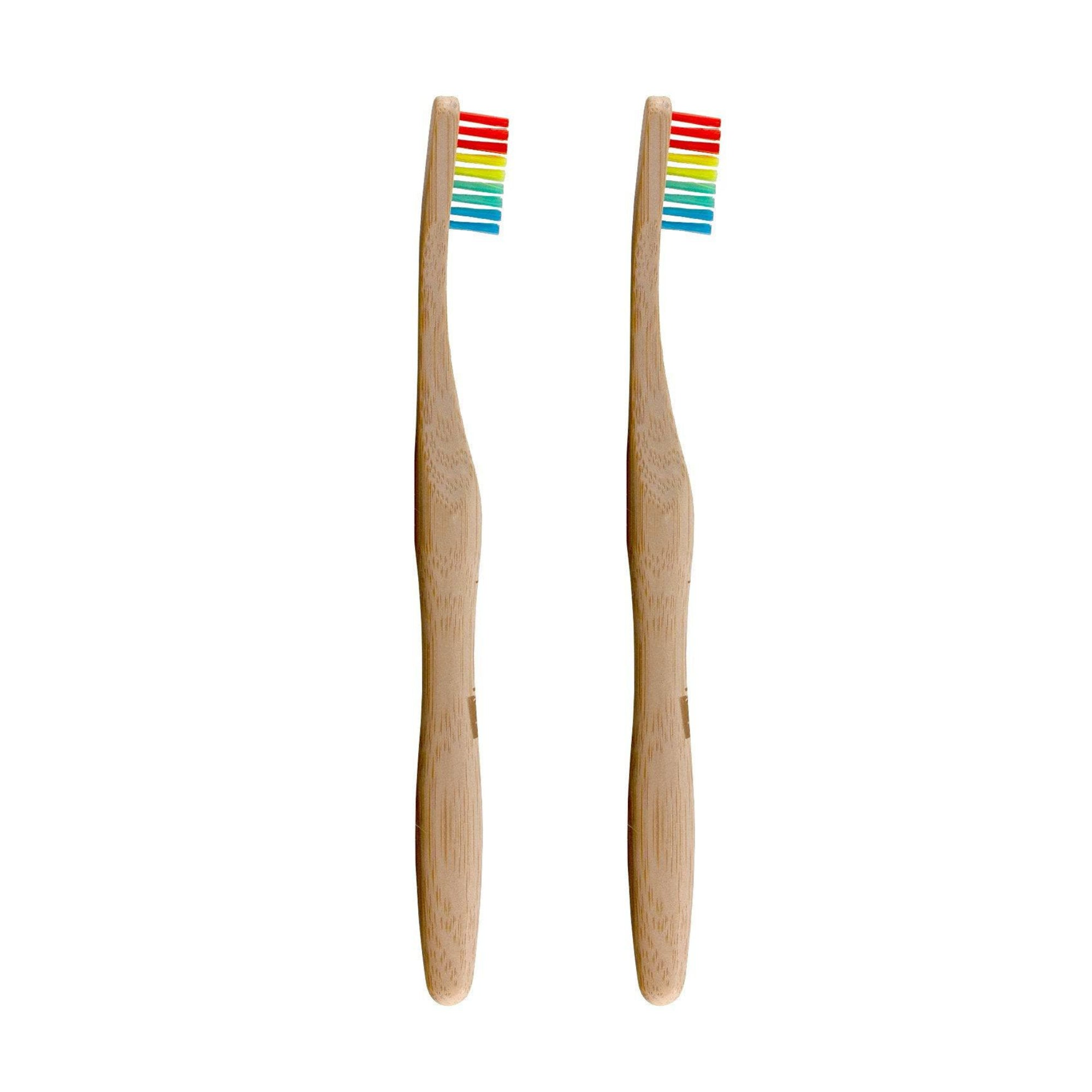 Brosse à dents en bambou arc-en-ciel, lot de 2, offre économique